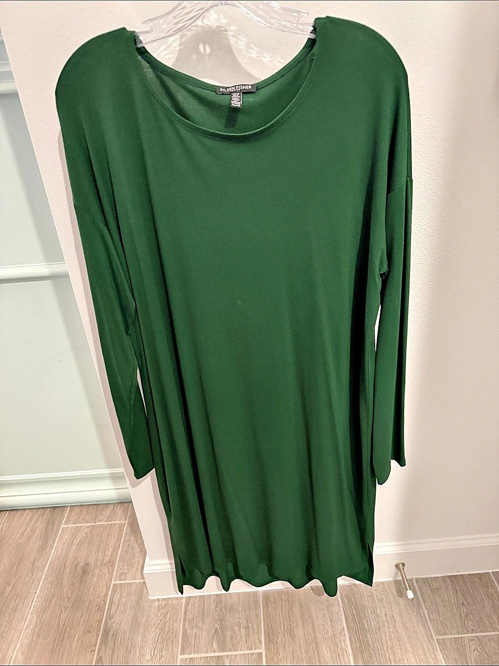 Eileen Fisher Green Petite Long Sleeve Midi Dress Like New